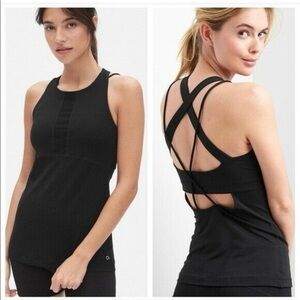 GapFit black strappy back athletic tank, size S